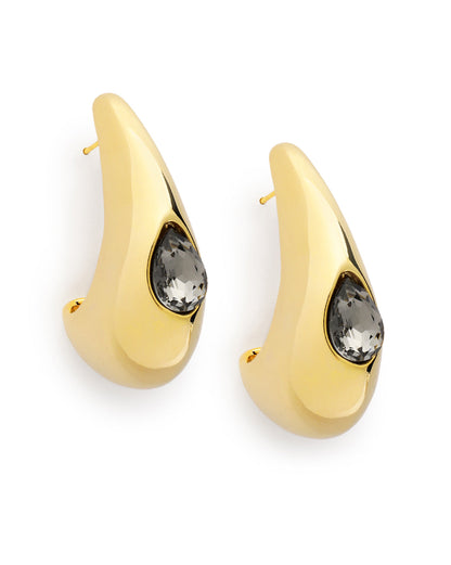 Premium 18kt Gold Plated CZ Half Hoop Earring