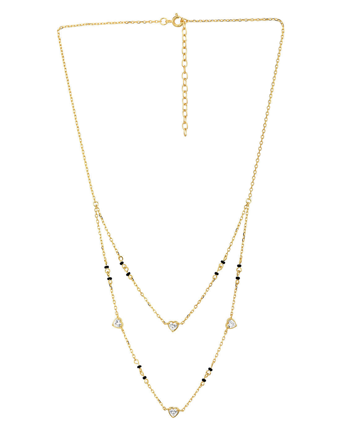 18kt Gold Plated CZ Multiple Heart Double Chain Mangalsutra