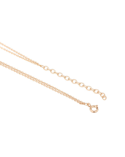 18kt Rose Gold Plated CZ Heart Pendant Double Chain Mangalsutra