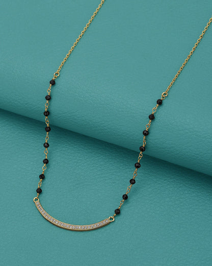 18kt Gold Plated CZ Curve Bar Mangalsutra