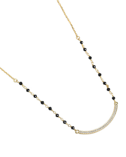 18kt Gold Plated CZ Curve Bar Mangalsutra