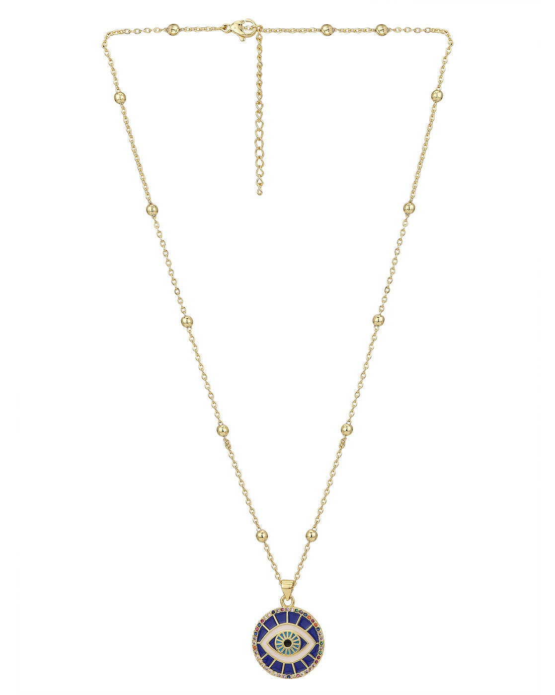 Carlton London Gold Plated With Evil Eye And Enamel Pendant With Chain