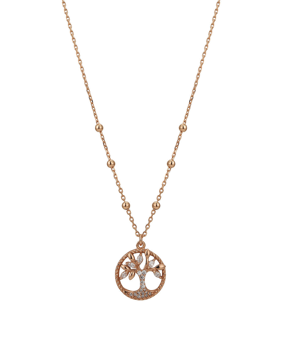 Carlton London Rose Gold Plated Dangling Pendant With Tree Pendant With Chain