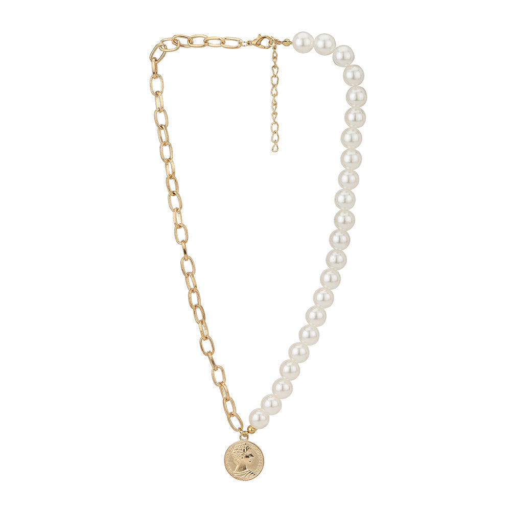 Carlton London Rose Gold Pearl &amp; Elizabeth Textured Pendant Handcrafted Necklace Fjn3866