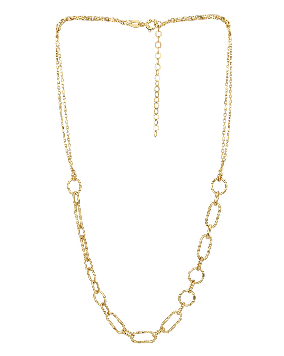 Carlton London 18Kt Gold Plated Double Chain Necklace With Links