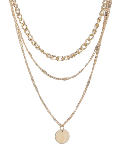 Gold Plated With Triple Chain Layered Necklace For Women