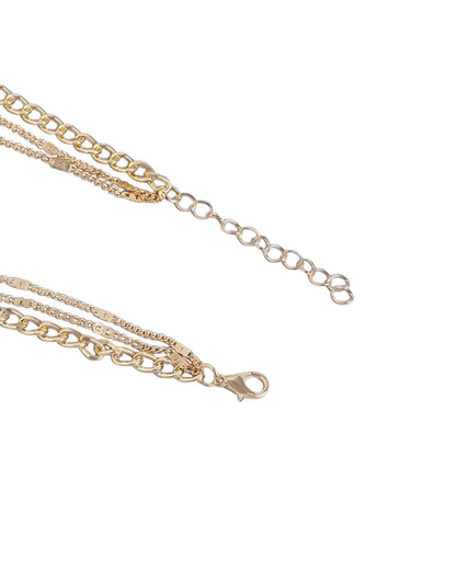 Gold Plated With Triple Chain Layered Necklace For Women