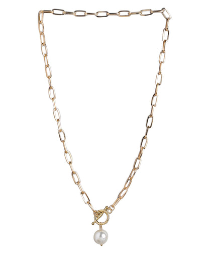 Rose Gold Plated With Pearl Fancy Necklace For Women