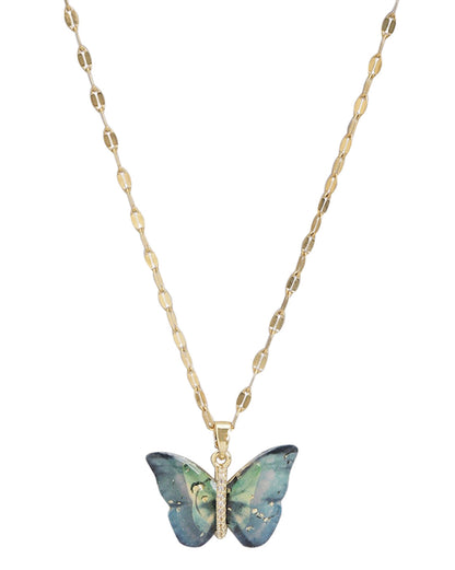 Gold Plated With Butterfly Charming Pendant With Chain For Women