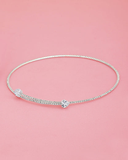 Cz With Rhodium Plated Fancy Choker Necklace For Women