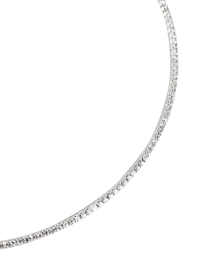 Cz With Rhodium Plated Fancy Choker Necklace For Women