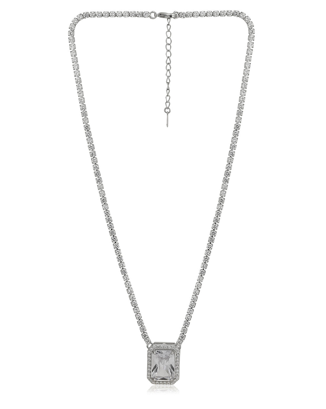 Premium Rhodium Plated With Cz Pendant Necklace For Women