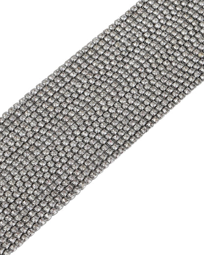Cz With Rhodium Plated Layered Choker Necklace For Women