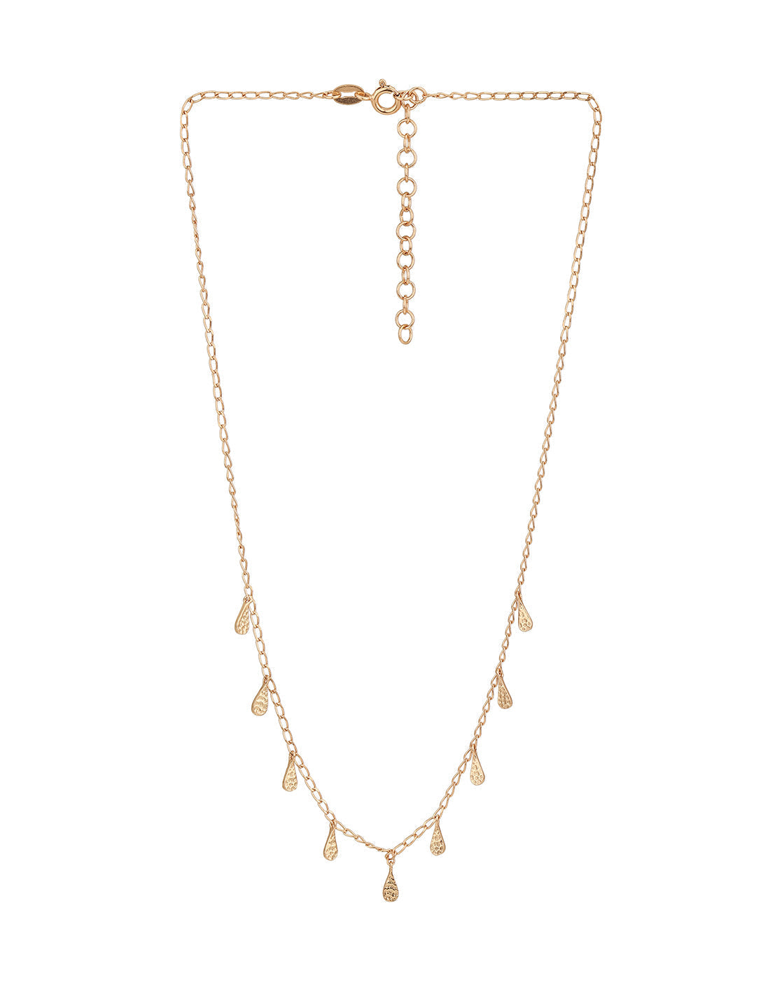 18Kt Rose Gold Plated With Dangling Teardrop Charm Necklace For Women