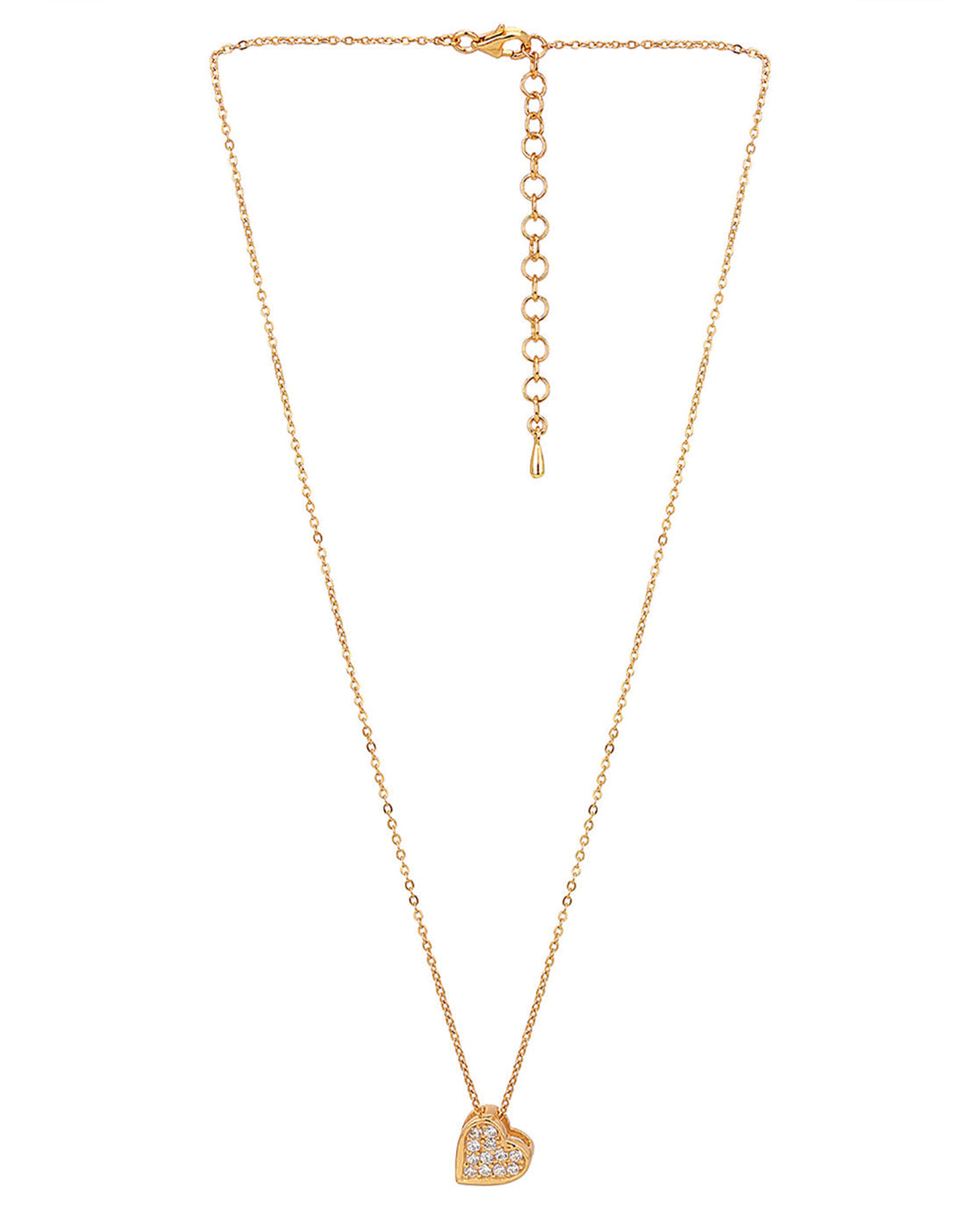 18Kt Gold Plated Cz Studded Heart Necklace For Women