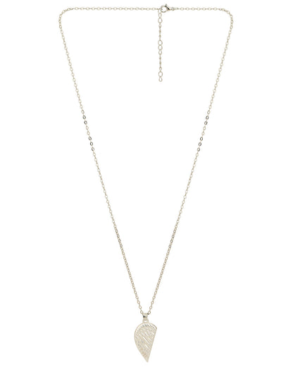 Set of 2 Silver Plated Oxidised Best Friend Broken Heart Pendant with chain for couples