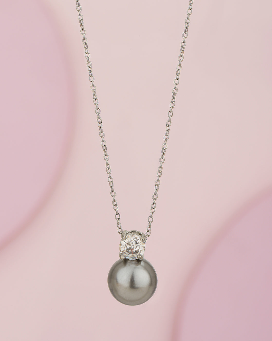 Silver Plated CZ Pendant with chain for women