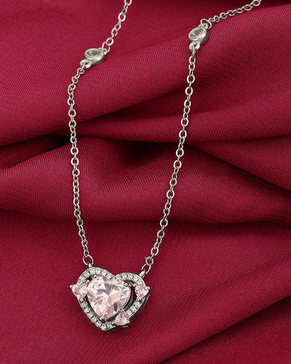 Silver Plated with CZ Heart Fancy Necklace for women