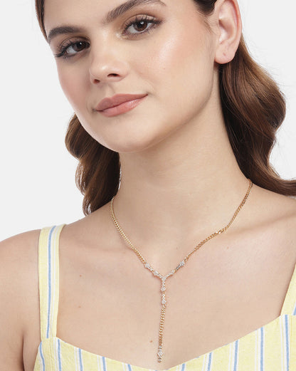 Premium Gold Plated CZ Lariat Necklace for women