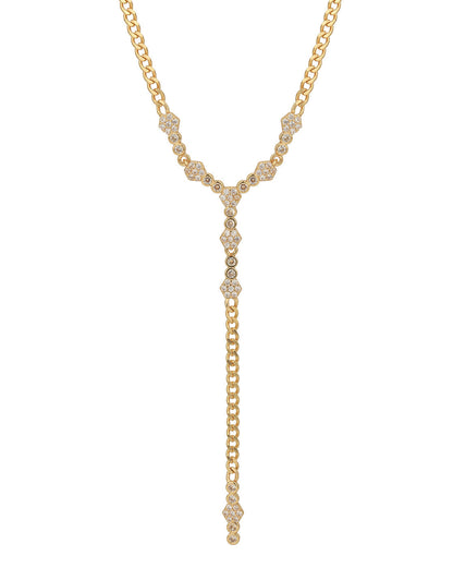 Premium Gold Plated CZ Lariat Necklace for women