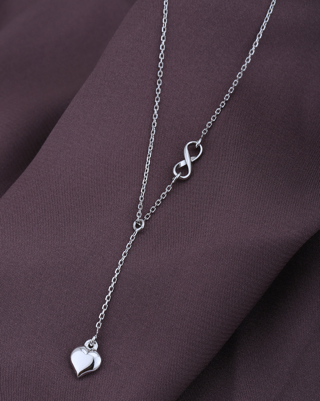 Rhodium Plated Dangling Heart with Infinity Necklace for women