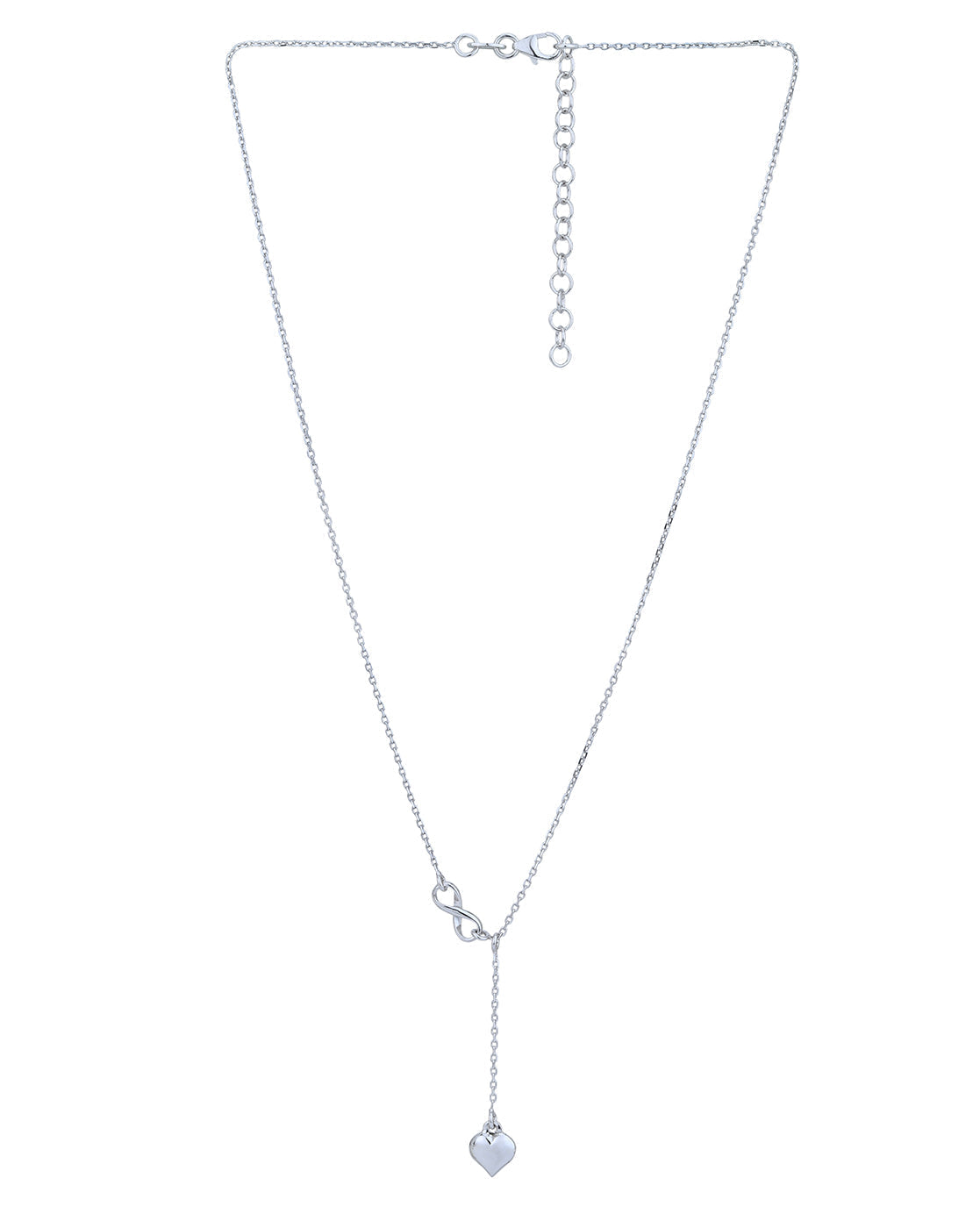 Rhodium Plated Dangling Heart with Infinity Necklace for women