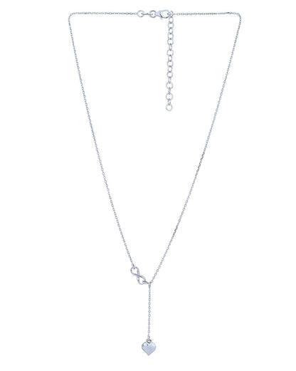 Rhodium Plated Dangling Heart with Infinity Necklace for women