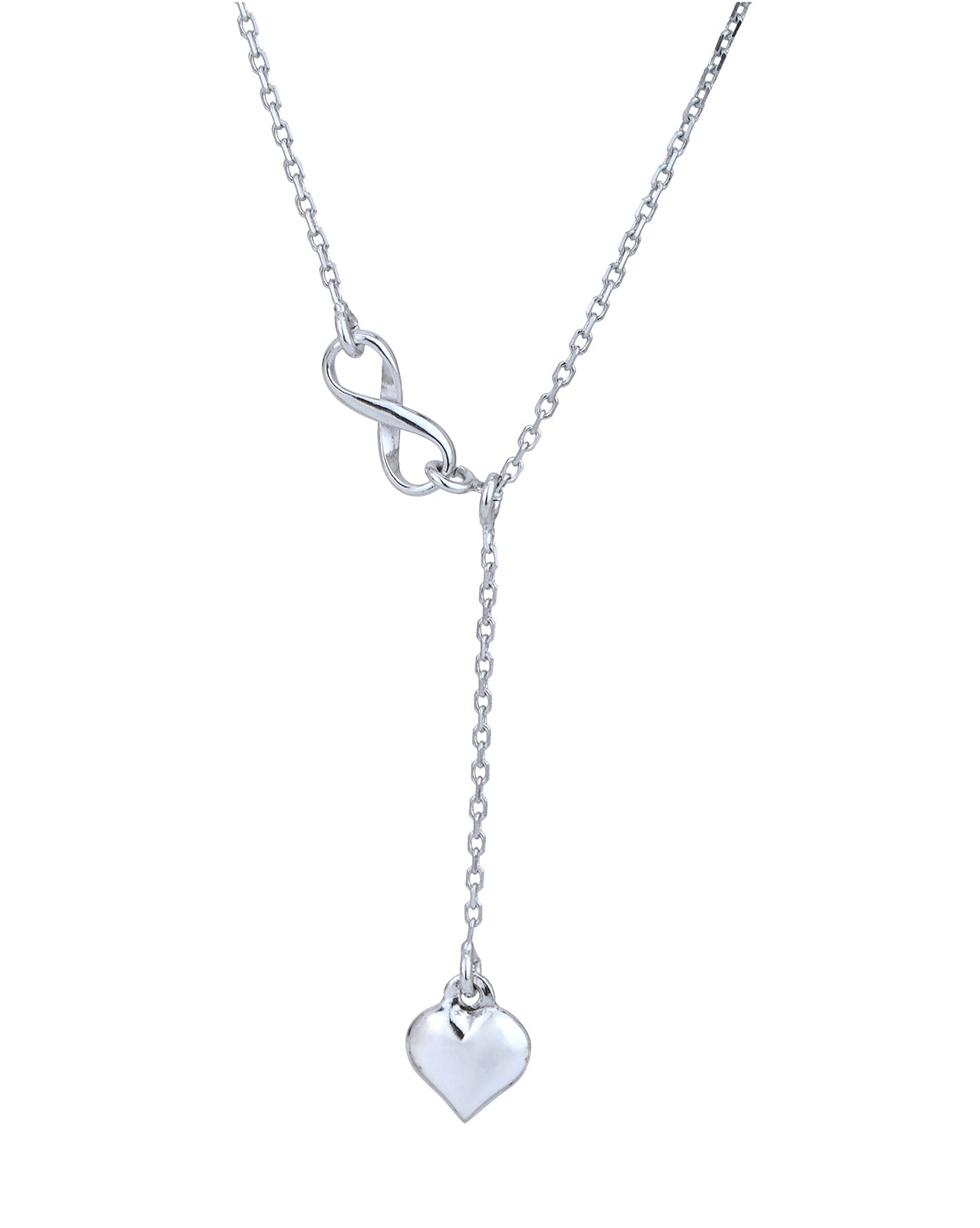 Rhodium Plated Dangling Heart with Infinity Necklace for women