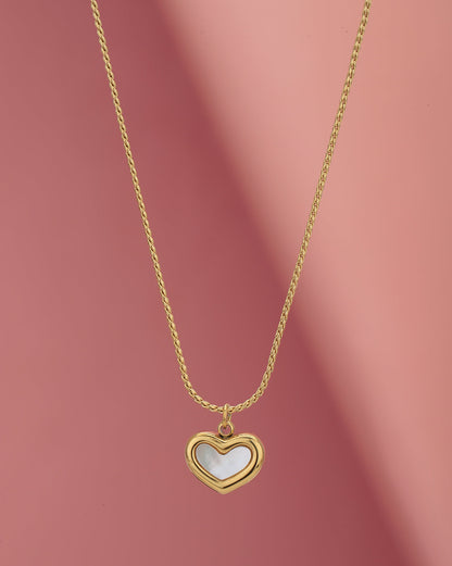 Gold Plated with Shell Heart Pendant and chain for women