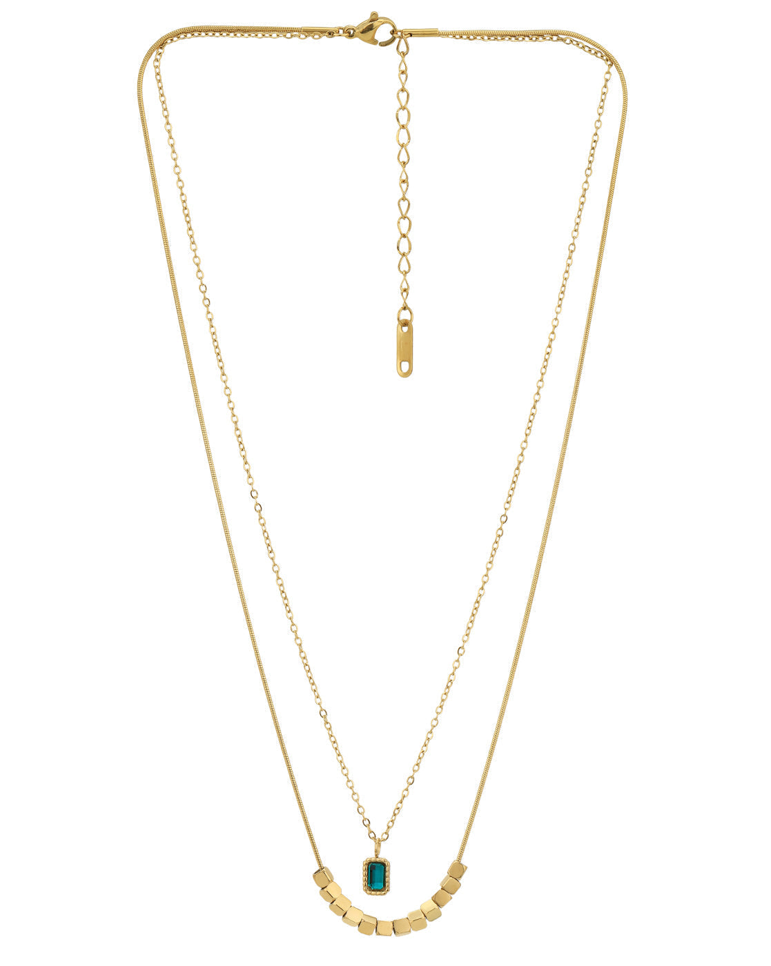 Gold Plated with CZ Double Chain Necklace for women
