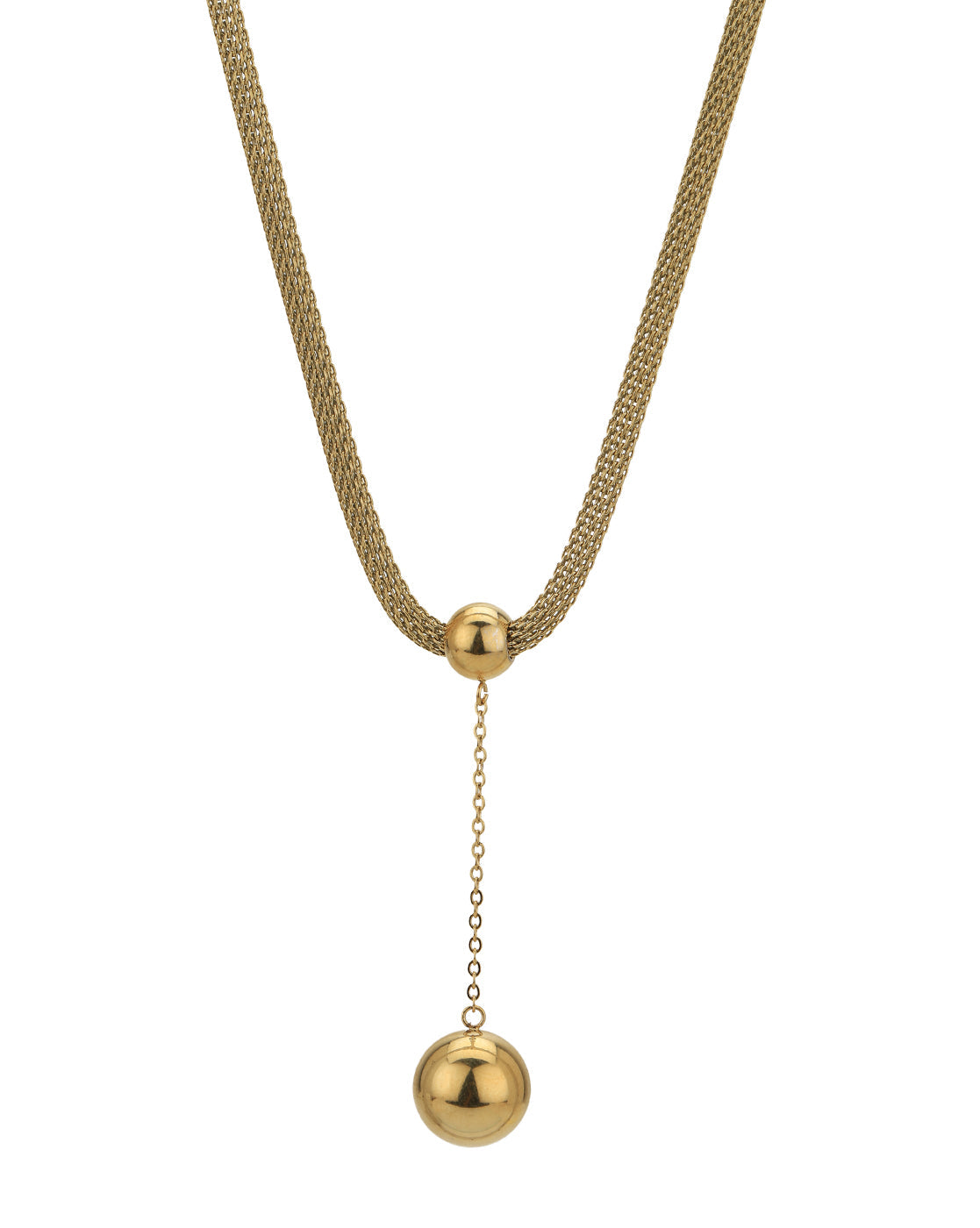 Gold Plated Dangling Ball with Chain Necklace for women