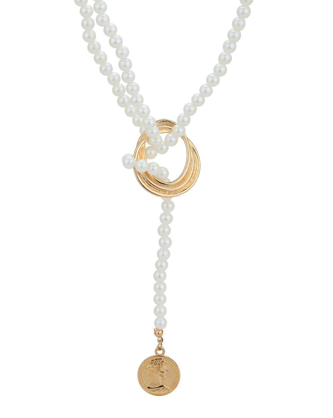 Rose Gold Plated with Pearl Lariat Necklace for women