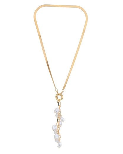 Rose Gold Plated with Pearl Lariat Necklace for women