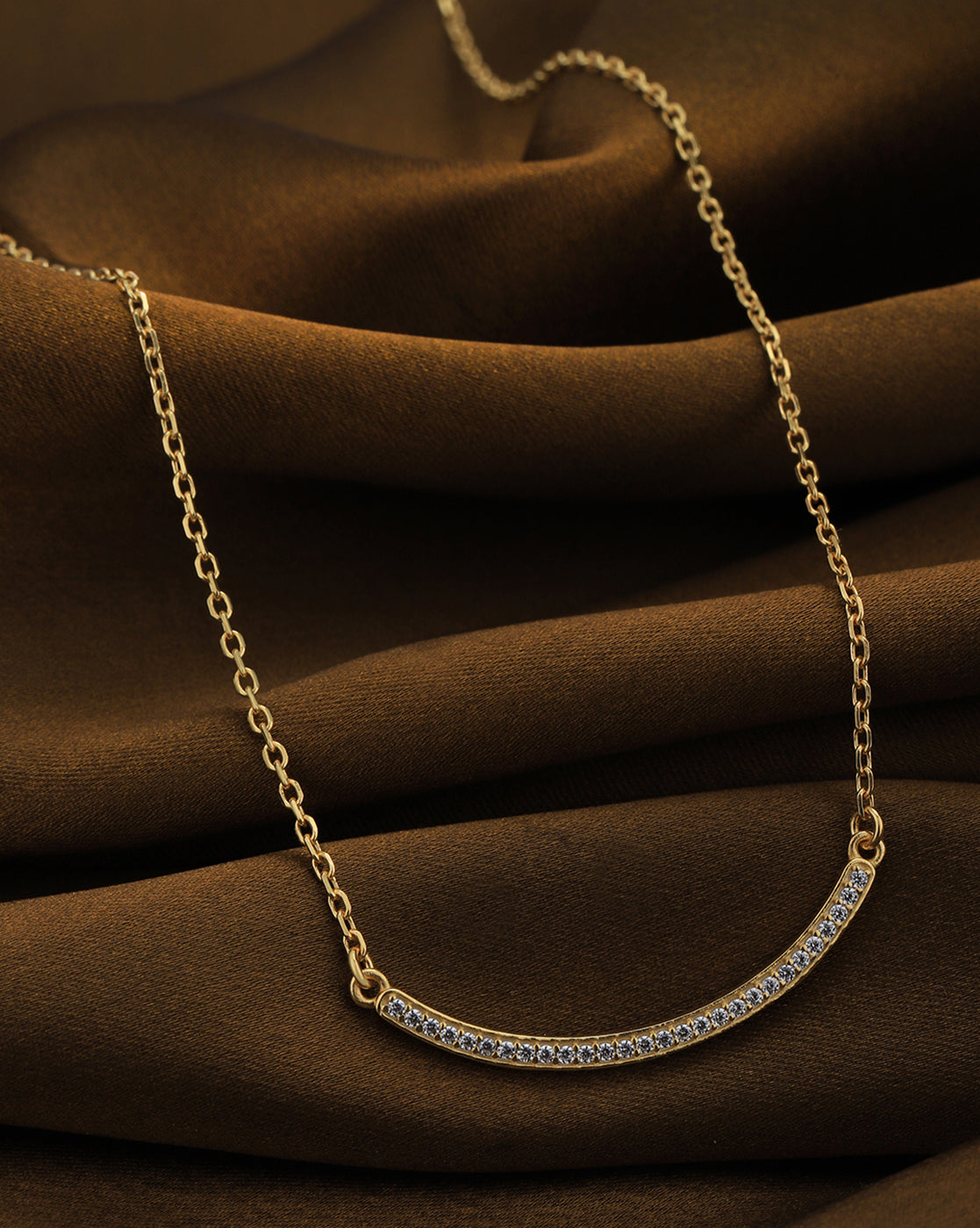 18kt Gold Plated with CZ Bar Necklace for women