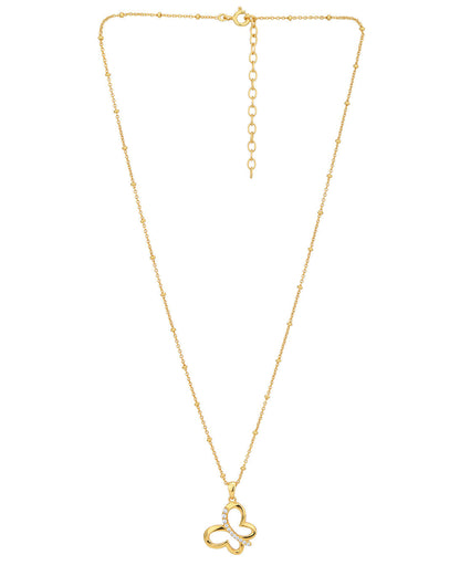 18kt Gold Plated with CZ Floral Pendant with Chain for women