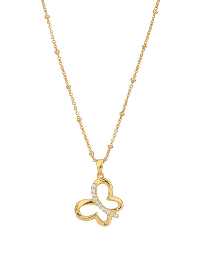 18kt Gold Plated with CZ Floral Pendant with Chain for women