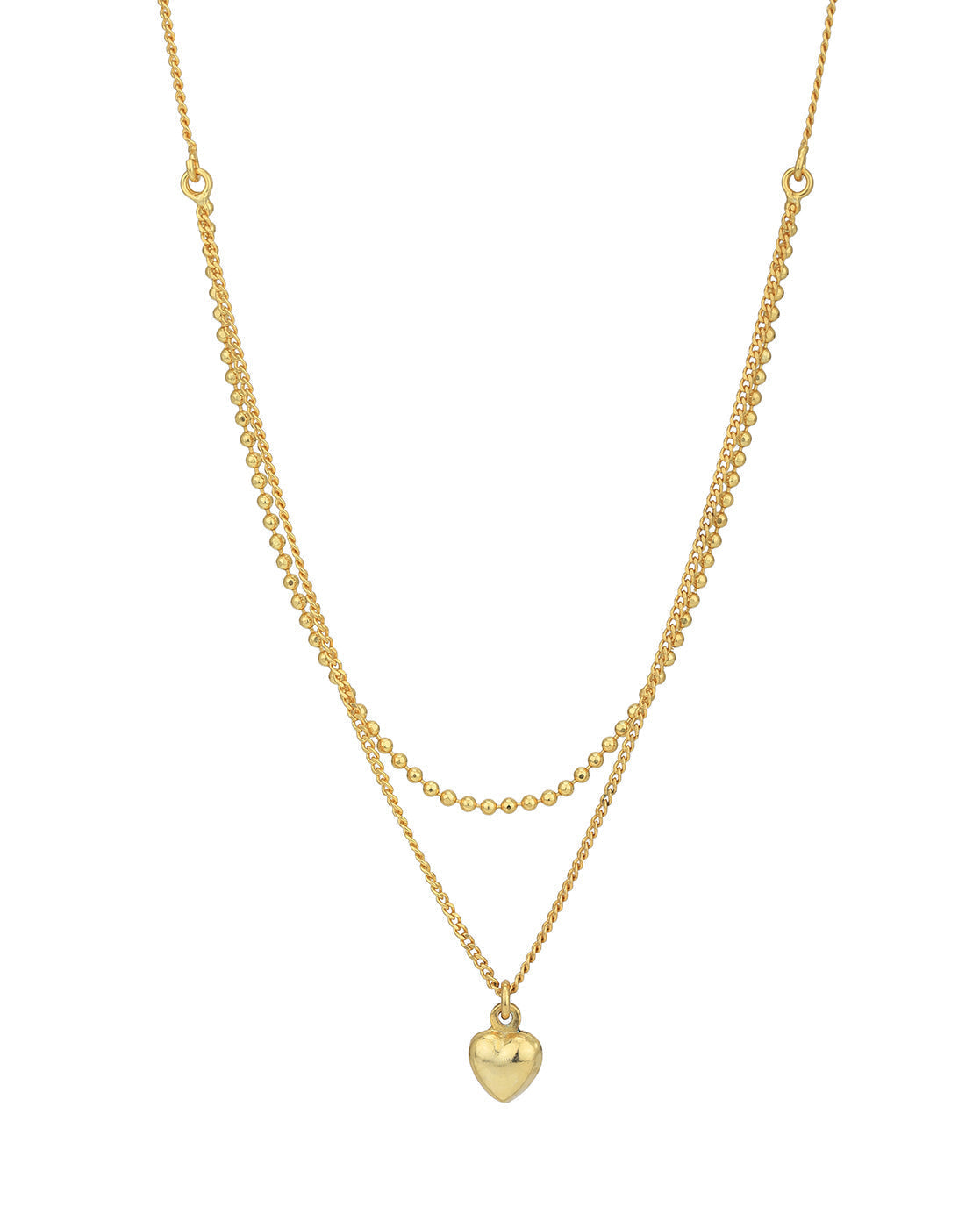 18kt Gold Plated Dangling Heart with Double Chain Necklace for women