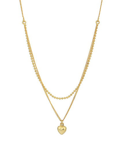 18kt Gold Plated Dangling Heart with Double Chain Necklace for women