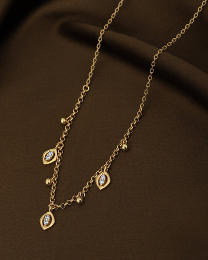 18kt Gold Plated with CZ Drop Necklace