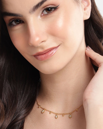 18kt Gold Plated with CZ Drop Necklace