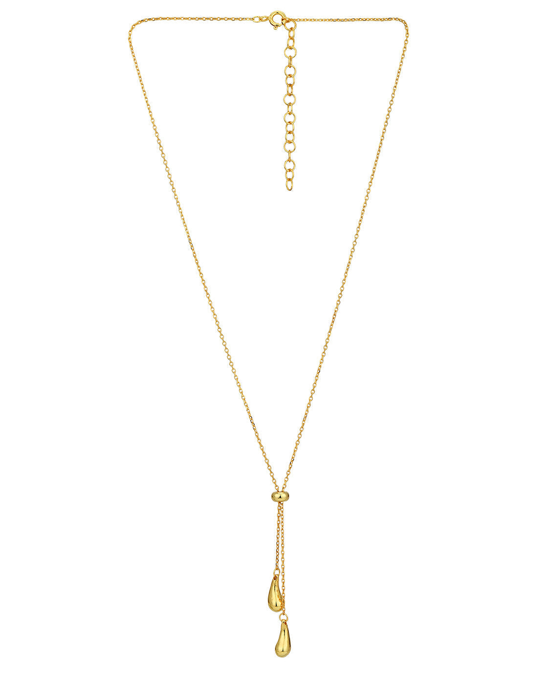 18kt Gold Plated Dangling Teardrop Lariat Necklace