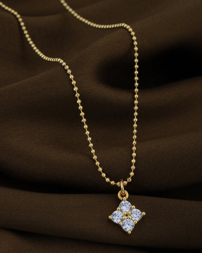 18kt Gold Plated with CZ Square Pendant with Chain