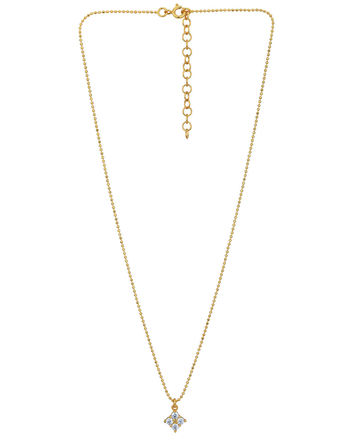 18kt Gold Plated with CZ Square Pendant with Chain
