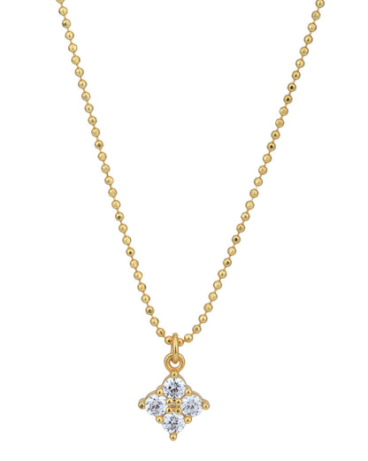 18kt Gold Plated with CZ Square Pendant with Chain