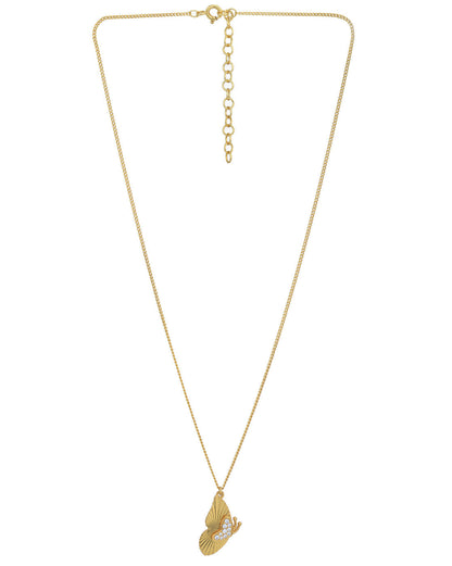 18kt Gold Plated with CZ Butterfly Pendant and Chain