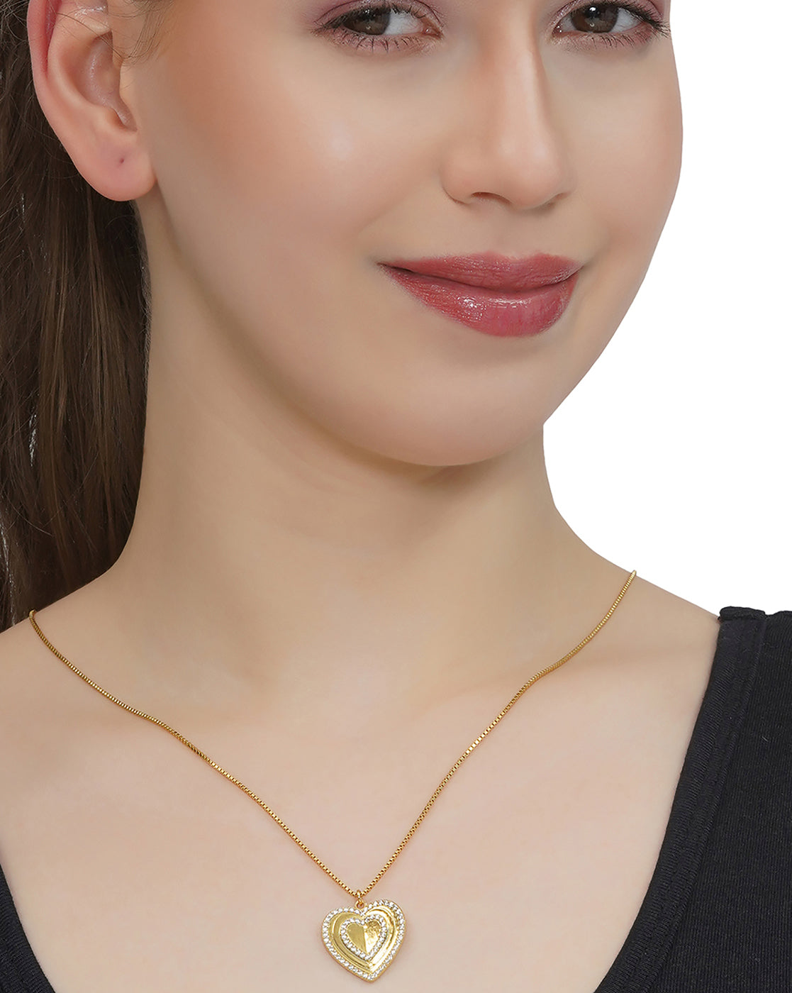 18kt Gold Plated with CZ Heart Pendant with Chain for women