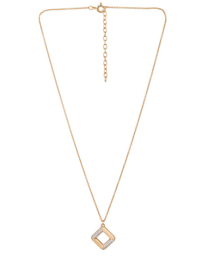 18kt Rose Gold Plated with CZ Square Pendant with Chain for women