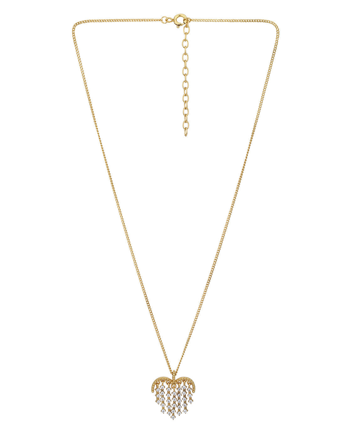 18kt Gold Plated with CZ Heart Pendant with CZ Drops with Chain for women