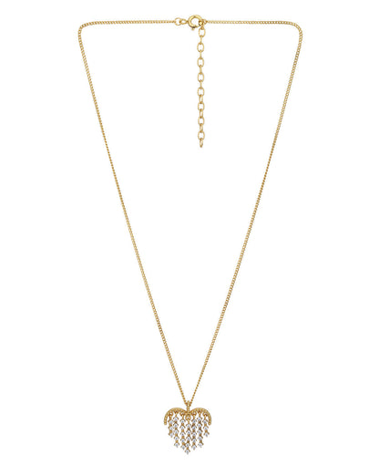 18kt Gold Plated with CZ Heart Pendant with CZ Drops with Chain for women