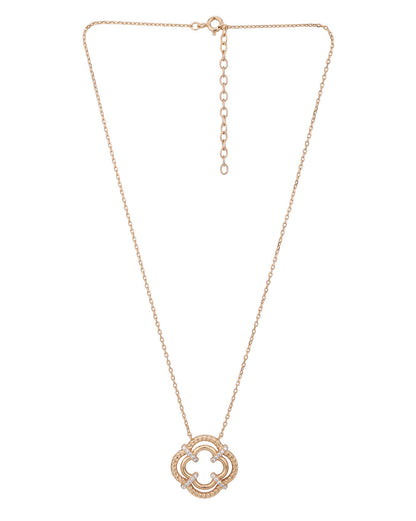 18kt Rose Gold Plated with CZ Floral Pendant with chain for women